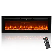 Lareira Elétrica OneBlis 127x43cm 1500W 12 Cores LED Cristais Embutir 110V