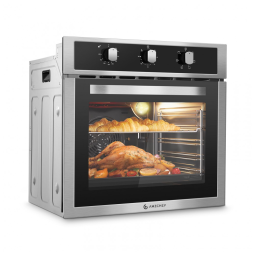 Forno Elétrico de Parede 60 Centímetros, AMZCHEF, 2200W, 6 Modos de Cozimento, 70 Litros, Convecção com Controle