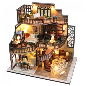 Casa em Miniatura Realista com Móveis de Madeirae Música para Adultos e Adolescentes, Escala 124, Lannso M2132, Marrom