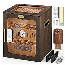Humidor para Charutos Usewire Madeira Nogueira com LED 80 Charutos Sistema Duplo de Umidificação