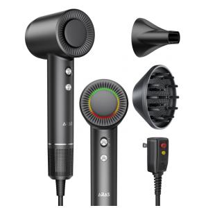 Secador de Cabelo ARAS, Tecnologia Iônica Negativa com Motor sem Escova de 160.000 RPM para Secagem Rápida, Baixo Ruído e Bocal Magnético -