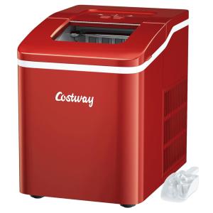 COSTWAY Máquina de Gelo Automática Portátil até 11 kg de Gelo em 24h, 110V, Vermelha
