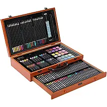 Kit de Pintura AHCELL com 142 Peças e Caixa de madeira Portátil, Marrom