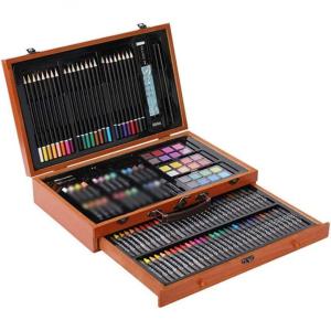 Kit de Pintura AHCELL com 142 Peças e Caixa de madeira Portátil, Marrom