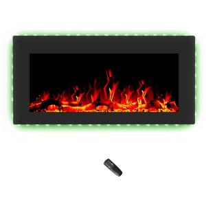 Lareira Elétrica de Embutir A40x91L com Controle Remoto, Luz LED e Chama Ajustável 1500W, 110v, C HOPETREE CHTEFWTJ42AN, Preto
