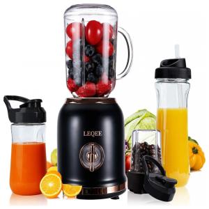Liquidificador Portátil 590mL em Aço Inoxidável 3 Velocidades, Mistura, Moagem e 3 Copos, 300W, MOONQUAKE, Rosa