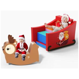 Blocos de Espuma Lischwert para Bebês com Tema de Natal, 7 Peças, Blocos de Escalada Macios com Cavalo de Balanço, Brinquedos para Crianças.