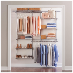 Kit Closet Aramado com Prateleiras Expansíveis e Hastes Telescópicas Personalizável Rubbermaid