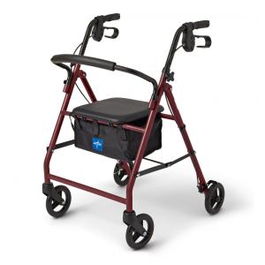 Andador Rollator Medline em Alumínio com Assento, 113 kg de Capacidade, Rodas de 15 cm, Plegável e Ajustável