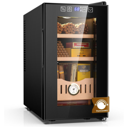 Umidor para Charutos Elétrico 26L até 200 un Feito em Madeira de Cedro Espanhol com Higrômetro, 110V, Mojgar, Preto