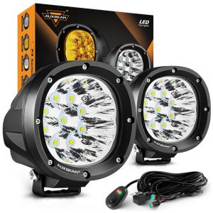 Farol de Milha LED Offroad com 9000 Lúmens e Luz Branca 32V, 90W, 2Un, Auxbeam, Preto