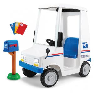Carro Elétrico Infantil Correio com Farol LED, Sons e Bateria 6V Recarregável, Kid Trax, Branco