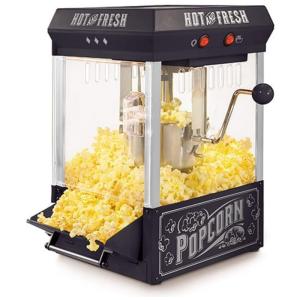 Vintage Pipoqueira Elétrica de Bancada 1.9kg em Aço Inoxidável, 110v, NOSTALGIA KPM200BK, Preto