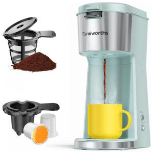 Cafeteira Elétrica para Café Moído e Capsulas, Dose Única, 110V 1000W Famiworths, Verde