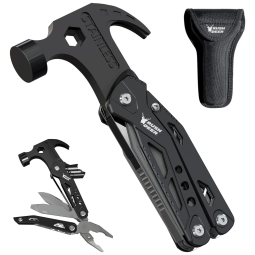 Martelo Multiferramenta com 14 Funções em Aço Inoxidável com Estojo de Nylon, Rush Deer, Preto