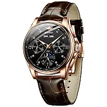 Relógio Masculino Analógico Automático, Couro, OUPINKE 3189, Marrom