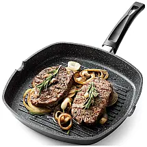 Frigideira de Ferro Fundido Excelente para Grelhados Pré Preparada, GOURMEX, Preto