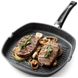 Frigideira de Ferro Fundido Excelente para Grelhados Pré Preparada, GOURMEX, Preto