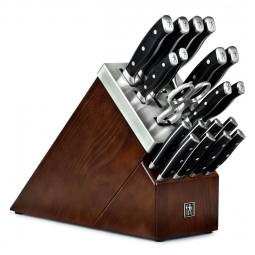 Conjunto de Facas em Aço Inoxidável com Afiador Embutido e Bloco de Bancada 20 Peças, HENCKELS, Preto