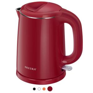 Chaleira Elétrica 1L em Aço Inoxidável com Desligamento Automático e Proteção Contra Fervura, 110v, SECURA SWK 1001DR, Vermelho