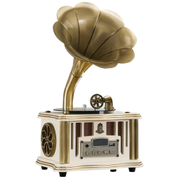 Gramofone Toca Discos Retro com MP3, Bluetooth e USB, 110V, Artisam, Branco
