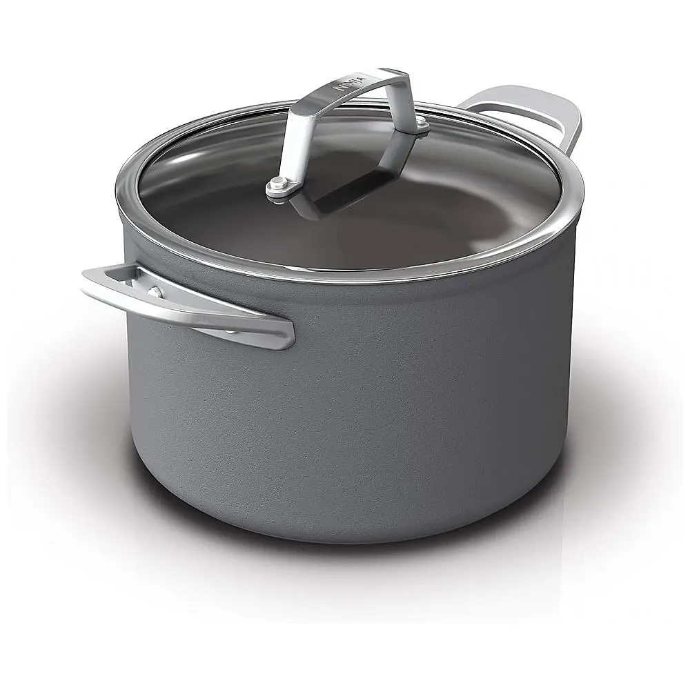 Panela Antiaderente 6,5 Litros com Tampa de Vidro, Aço Anodizado, Ninja C30465, Cinza
