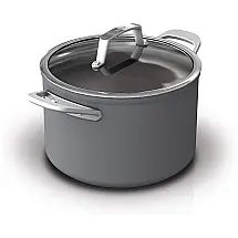 Panela Antiaderente 6,5 Litros com Tampa de Vidro, Aço Anodizado, Ninja C30465, Cinza