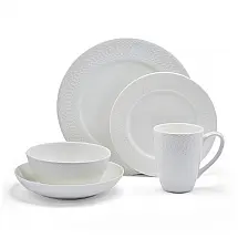 Aparelho de Jantar Mikasa Levi 40 Peças Bone China Serviço para 8 Branco Padrão em Relevo