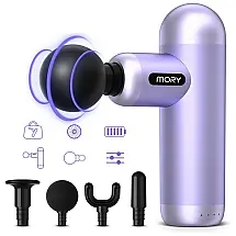 Massageador Pistola Elétrico Profissional Sem Fio com 4 Acessórios e 4 Velocidades, Roxo, Auronp, Roxo
