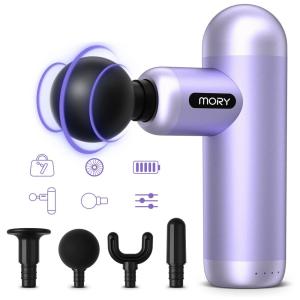 Massageador Pistola Elétrico Profissional Sem Fio com 4 Acessórios e 4 Velocidades, Roxo, Auronp, Roxo