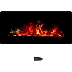 HeliosHestia 22 Wide Wall Mounted Electric Fireplace, Portable Room Heater, Freestanding with Remote and Thermostat