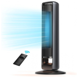 NA Ventilador de Torre com 3 Velocidades, Controle Remoto, 110V, Preto