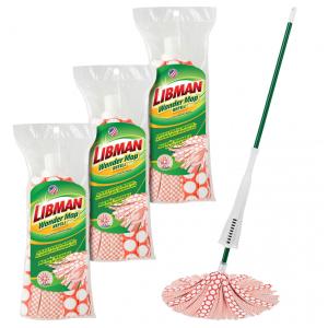 Kit Mop Esfregão para Limpeza Pesa com 3 Refis Extras Laváveis, Libman