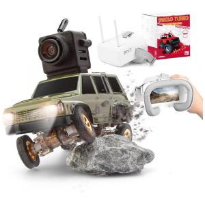 Mini Carrinho de Controle Remoto Off Road Scala 1:64 com Câmera e Óculos FPV, SNICLO, Verde