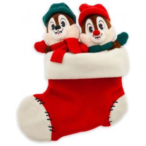 Pelúcia Natalina Disney Tico e Teco em Meia Festiva 13x28 cm