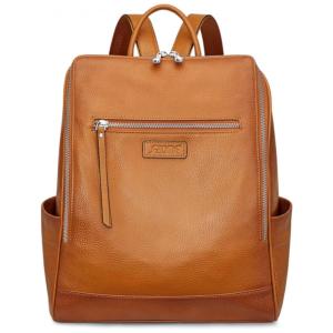 Mochila Feminina de Couro com Alça para Bagagem, S ZONE, Marrom