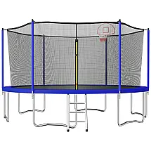 Tensun 5.5FT 8FT 10FT 12FT 14FT 15FT 16FT Conjunto de trampolim com rede de segurança, tabela de basquete e escada de metal para crianças