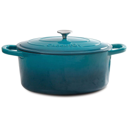Panela de Ferro Fundido Oval 8 Litros Forno Holandês Esmaltado e Antiaderente, CROCK POT 109475.02, Azul