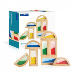 Blocos de Construção Sensoriais Guidecraft Rainbow Blocks Areia Multicolorido Formas Retangulares e Meia-Lua Madeira Acrílico G3014