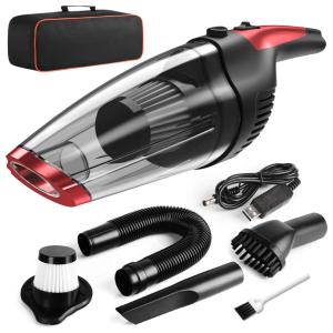 Solpuo Aspirador de Pó Automotivo sem Fio Portátil e Recarregável, Vermelho