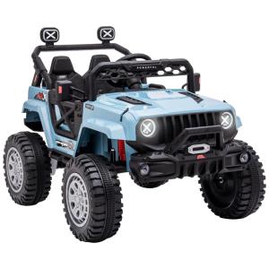 Carro Elétrico Infantil 2 Assentos com 3 Velocidades, USB, Controle Remoto, 12V, Aosom, Azul