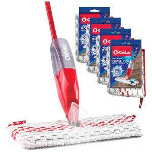 Mop Spray com 4 Refis Extras de Microfibra, O Cedar ProMist MAX, Vermelho