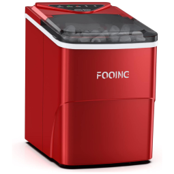 FOOING Máquina de Gelo Automática Portátil até 12kg, 24H, 110V, Vermelho