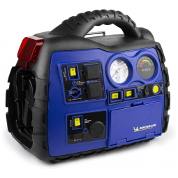 Mini Compressor de Ar Elétrico Automotivo, portátil, 10s, 400W, 260 PSI, 110, 12V com USB, MICHELIN ML0728, Azul