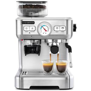 Máquina de Café Expresso Semi Automática 20 Bar com Vaporizador de Leite, Moedor Embutido e Capacidade de 2,6L, 110V 1500W