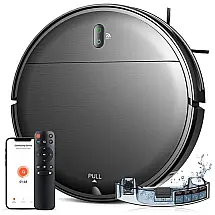Aspirador Robô e Esfregão 2 em 1 com Controle por Wi-Fi, App, Alexa, Carregamento Automático e Sucção Máxima de 1400Pa, 110V, MAMNV, Preto