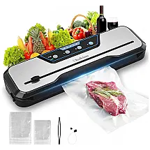 Seladora a Vácuo Automática para Alimentos Secos e Úmidos com Cortador Embutido, Indicador LED e Silencioso, 110V, Beelicious, Prata