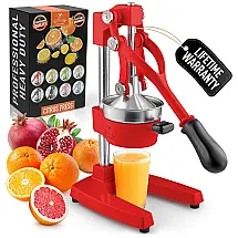 Espremedor Manual Profissional, Aço Inoxidável, ZULAY KITCHEN Z CITRS PRSS RED, Vermelho