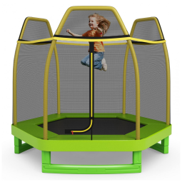 Giantex Cama Elastica Infantil com Rede de Proteção para até 100 kg, Amarelo.