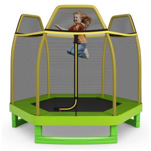 Giantex Cama Elastica Infantil com Rede de Proteção para até 100 kg, Amarelo.